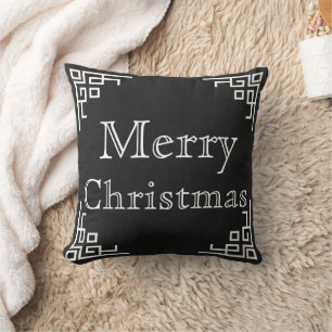 Coussin Tableau noir à tourbillon blanc Joyeux Noël