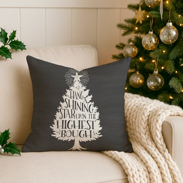 Coussin Tableau noir de citation de Noël étoile brillante (Créateur téléchargé)