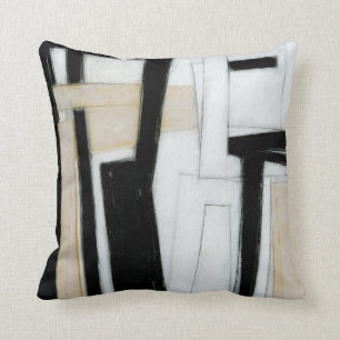 Coussin Tableau noir et blanc Abstrait