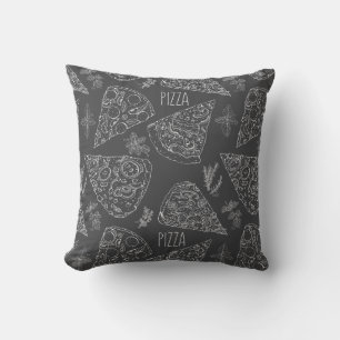 Coussin Tableau noir gris Italien Pizza Slices Herbes Moti