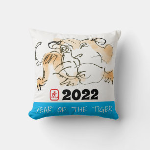 Coussin Tableau original 4 Tigre chinois Année Anniversair