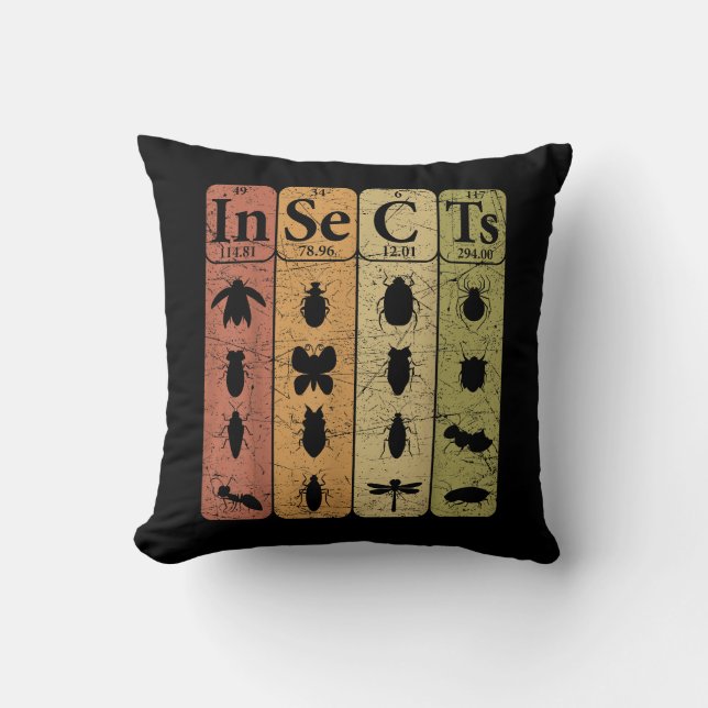 Coussin Tableau périodique des insectes - Rétro-Entomologi (Recto)