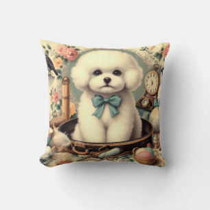 Coussin Tableau vintage Bichon Frisé