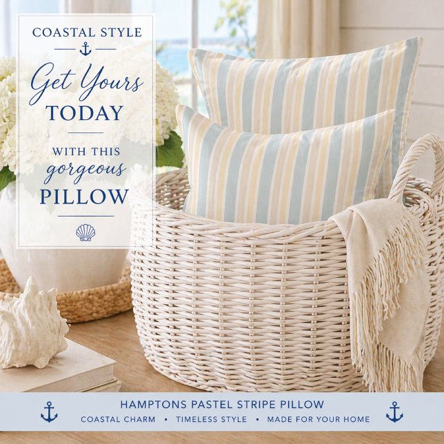 Coussin Tablier de cuisine Hamptons Coastal Stripe (Style your home with this coastal stripe pillow—perfect for relaxed, elegant Hamptons living)
