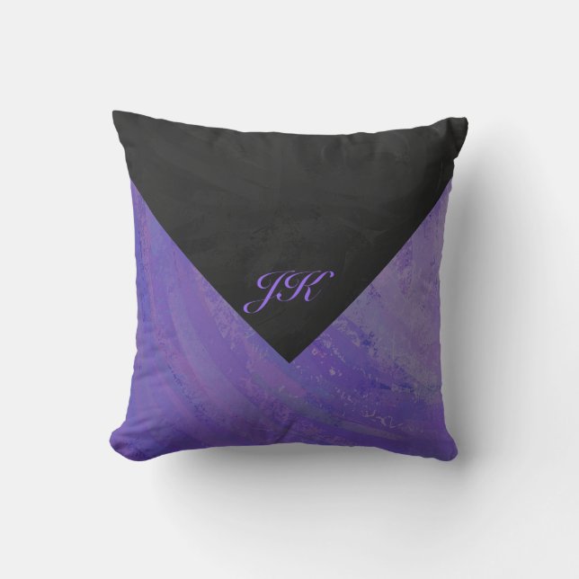 Coussin Tache de myrtille et monogramme noir (Recto)