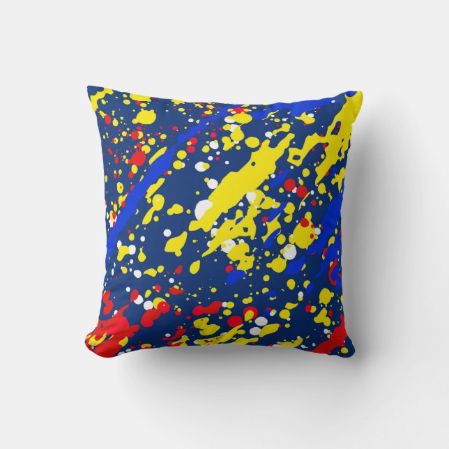 Coussin Tache de peinture abstraite multicolore (Recto)