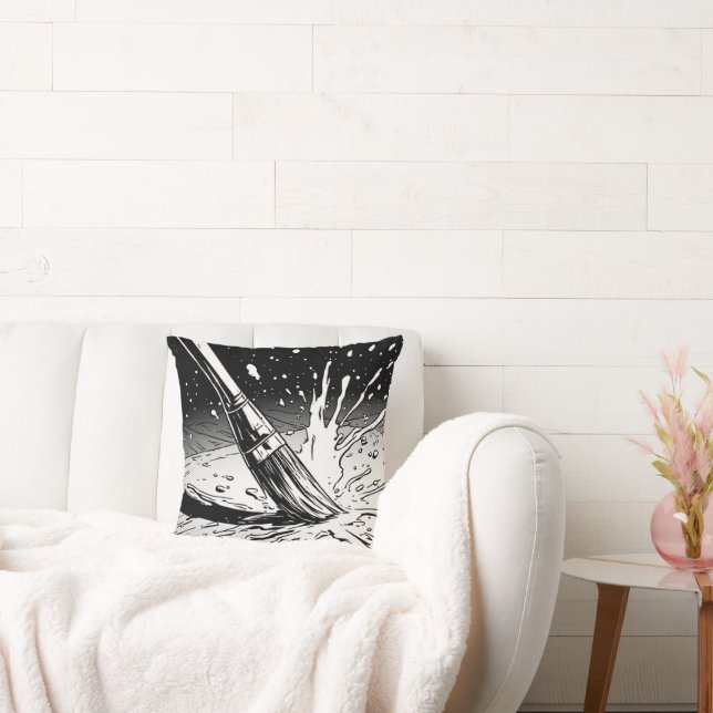 Coussin Tache de peinture au pinceau de style graphique no (Canapé)