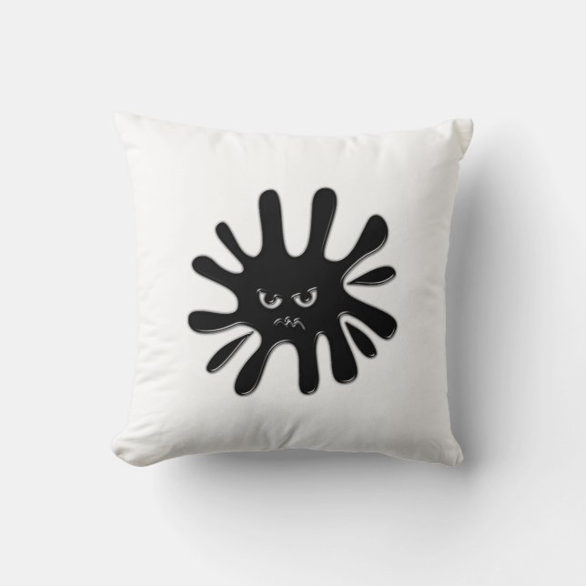 Coussin Tache de peinture noire en colère (Recto)