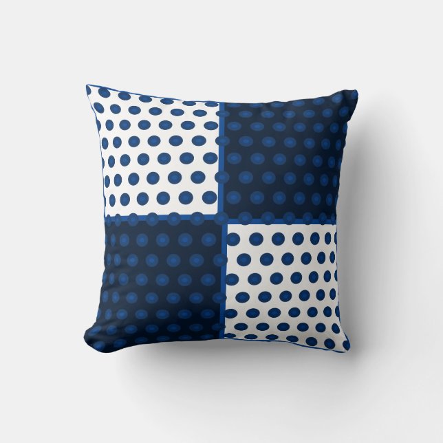 Coussin Taches de blues indigo sur fond bleu et blanc (Recto)