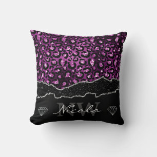 Coussin Taches de léopard en Glitter Glam dégradé violet e