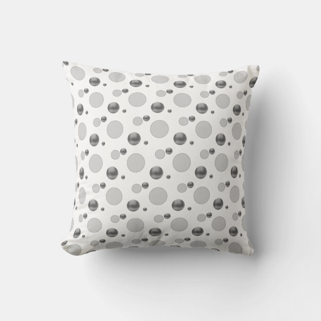 Coussin Taches de polka argentées (Recto)