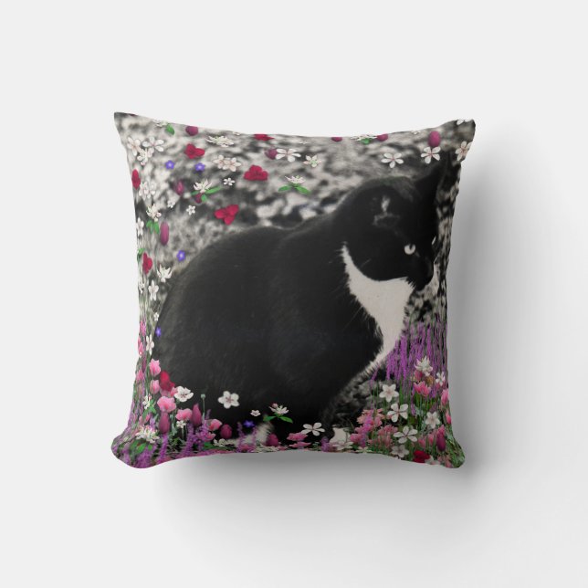 Coussin Taches de rousseur en fleurs II - chat de Kitty de (Recto)