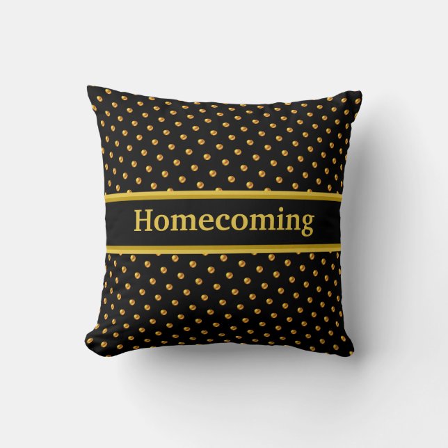 Coussin Taches dorées de rentrée scolaire sur fond noir (Recto)
