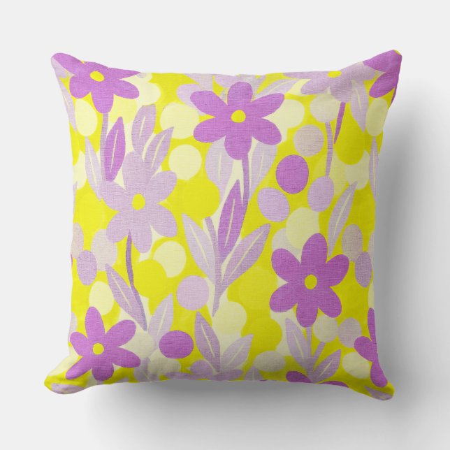 Coussin Taches florales en motif jaune (Recto)