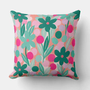 Coussin Taches florales en motif rose saumon