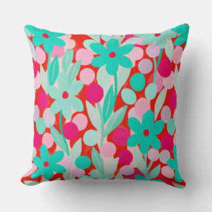 Coussin Taches florales en motif rouge
