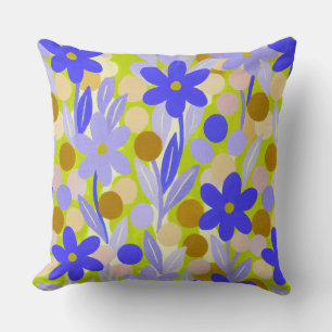 Coussin Taches florales en motif vert rétro
