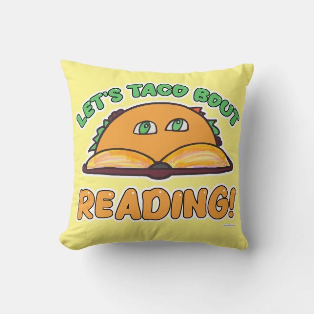 Coussin Taco Bout Lecture drôle Livre Alimentation Art (Recto)