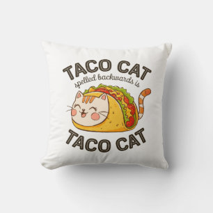Coussin Taco Chat Écrit À L'Arrière Est Taco Chat Cute Fel
