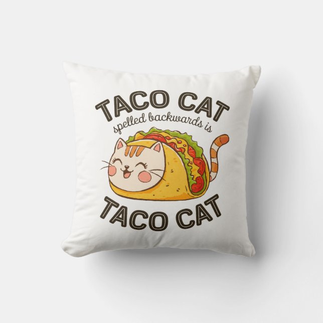 Coussin Taco Chat Écrit À L'Arrière Est Taco Chat Cute Fel (Recto)