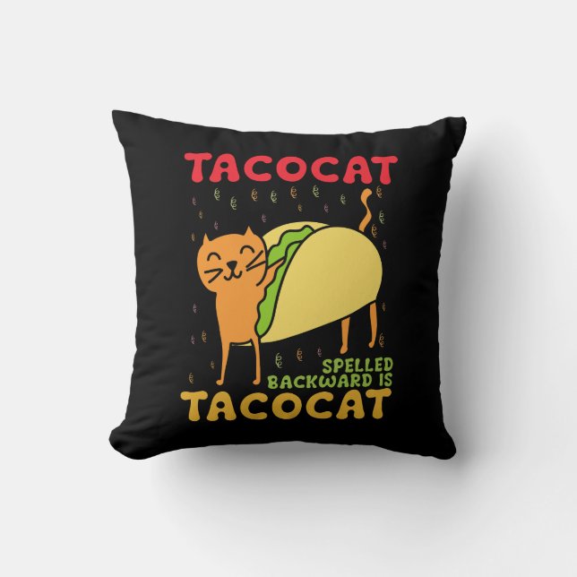 Coussin Tacocat épelé à l'envers Tacos Chats Cinco De Mayo (Recto)