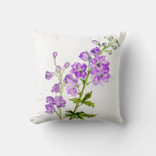 Coussin Taie carrée de fleur d'art fin violet Delphinium