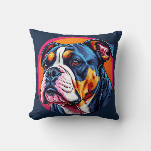 Coussin 🐶 Taie décorative d'art numérique Bulldog Coloré