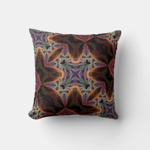 Coussin Taie décorative fractale violet orange Trippy