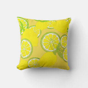 Coussin Taie d'oreiller à motif citron vert jaune