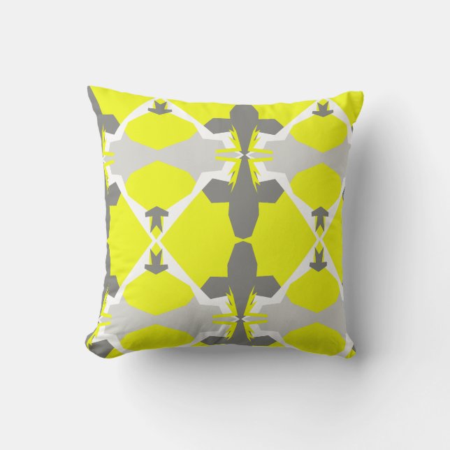Coussin Taie d'oreiller à motif d'art abstrait gris jaune (Recto)