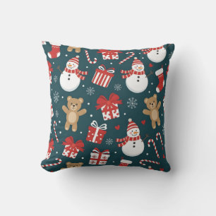Coussin « Taie d'oreiller à motif de bonhomme de neige et 