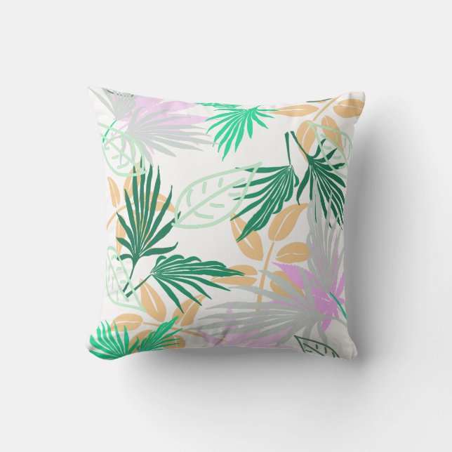 Coussin Taie d'oreiller avec motif de feuilles de palmier (Recto)