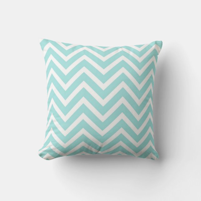 Coussin Taie d'oreiller Chevron bleu vert Aqua avec rayure (Recto)