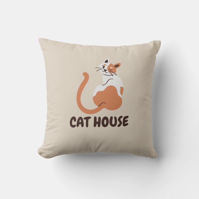 Coussin taie d'oreiller de maison de chat  (Recto)