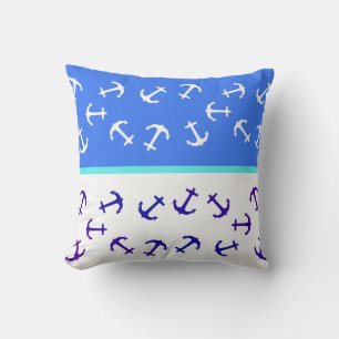 Coussin Taie d'oreiller jetée ancre de mer océan bleu blan