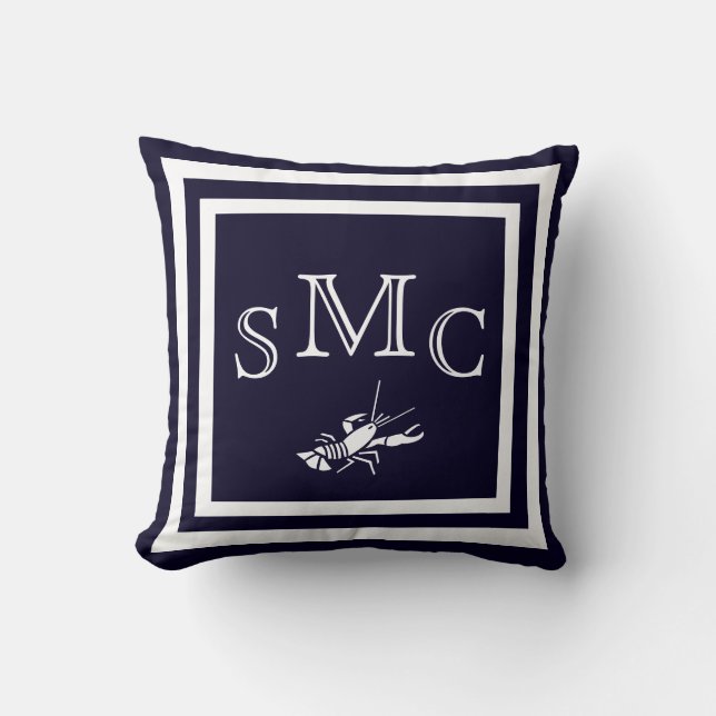 Coussin Taie d'oreiller unie bleu foncé MONOGRAM (Recto)