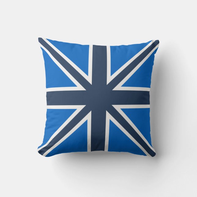 Coussin Taie d'oreiller Union Jack aux nuances de bleu (Recto)