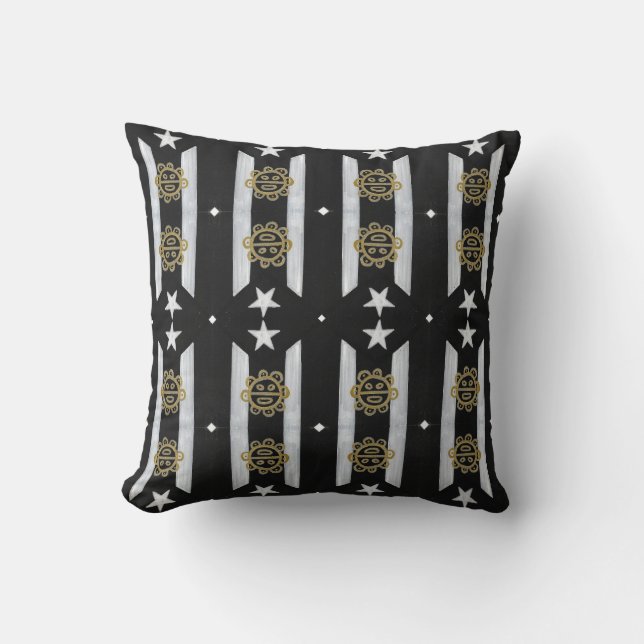 Coussin Taino Sol sur BlkWht (Recto)