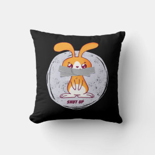 Coussin Tais-toi Lapin Dessin Comique Drôle et Sarcastique