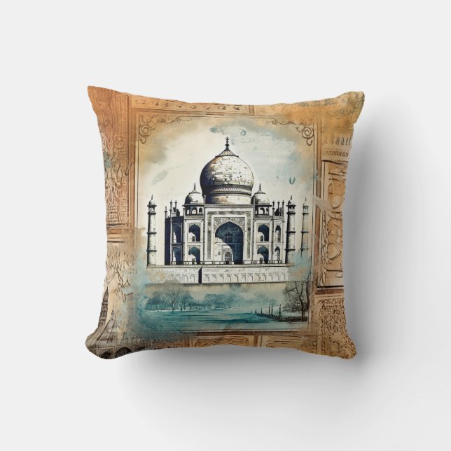 Coussin Taj Mahal romantique vintage (Recto)