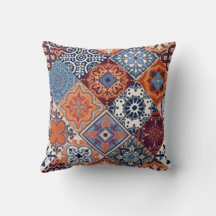 Coussin Talavera Tles Ciel Orange Bleu Marine Rouge Bourgo