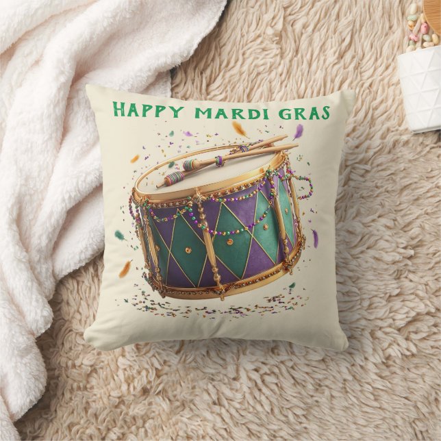 Coussin Tambour festif de Mardi Gras (Couverture)