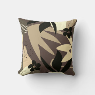Coussin Tan Brown et beige Artiste Abstrait Tropical