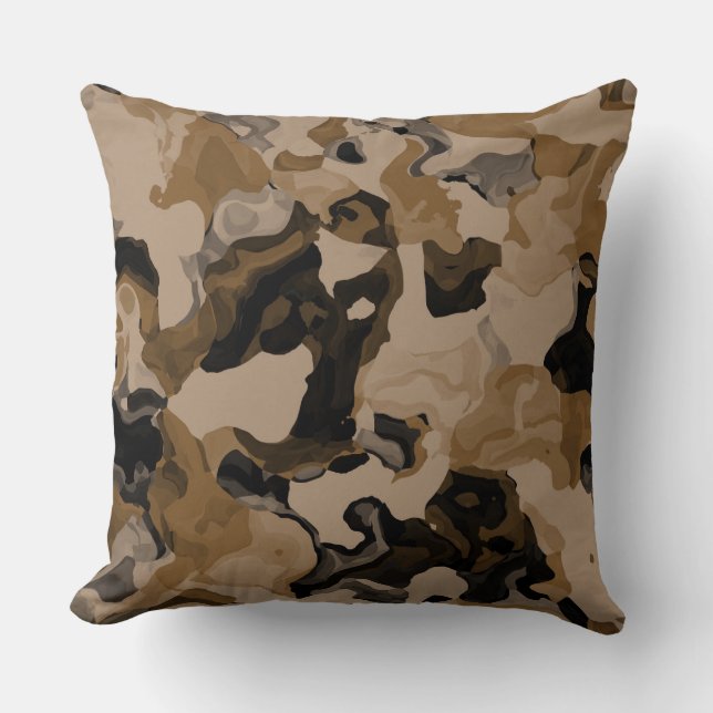 Coussin Tan, Brown et noir Abstrait (Recto)