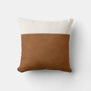 Coussin Tan Cuir Blanc Linge Look Mini Agritourisme