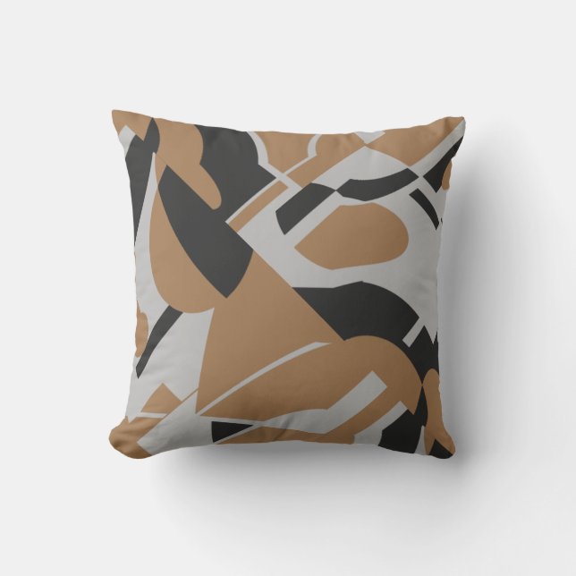 Coussin Tan foncé Gris noir Gras Diagonal Design (Recto)