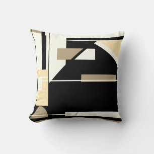 Coussin Tan, Noir brun, Blanc Nautique look Abstrait