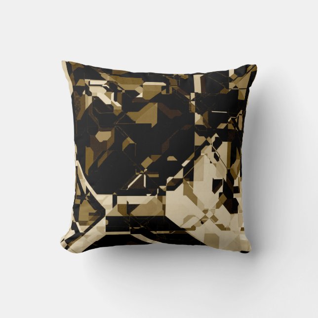 Coussin Tan noir et beige Abstrait Motif géométrique (Recto)
