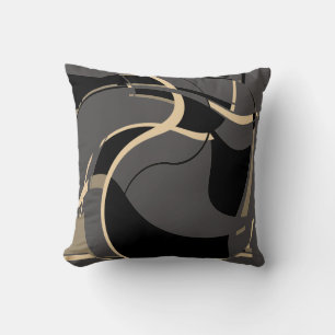 Coussin Tan noir sur gris scintillant Art Abstrait MCM loo