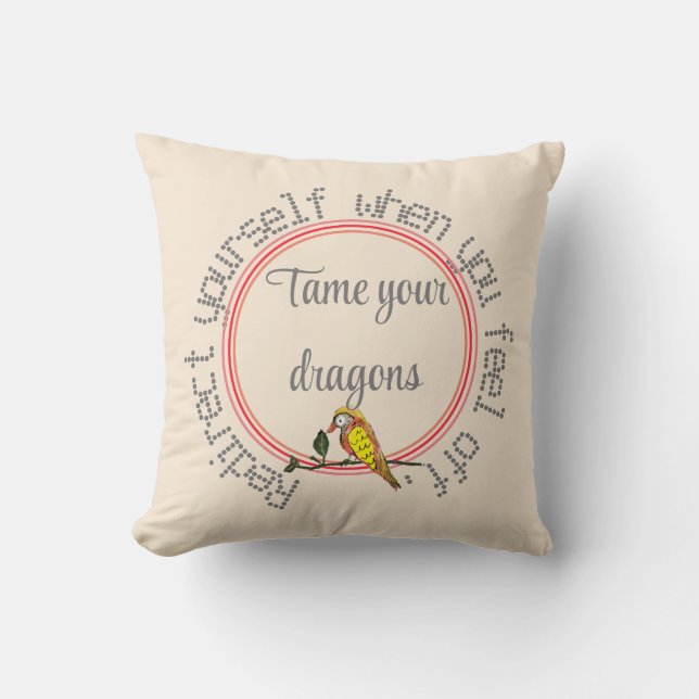 Coussin Tan Subtil Naturel Personnaliser Texte Oiseau Jete (Recto)